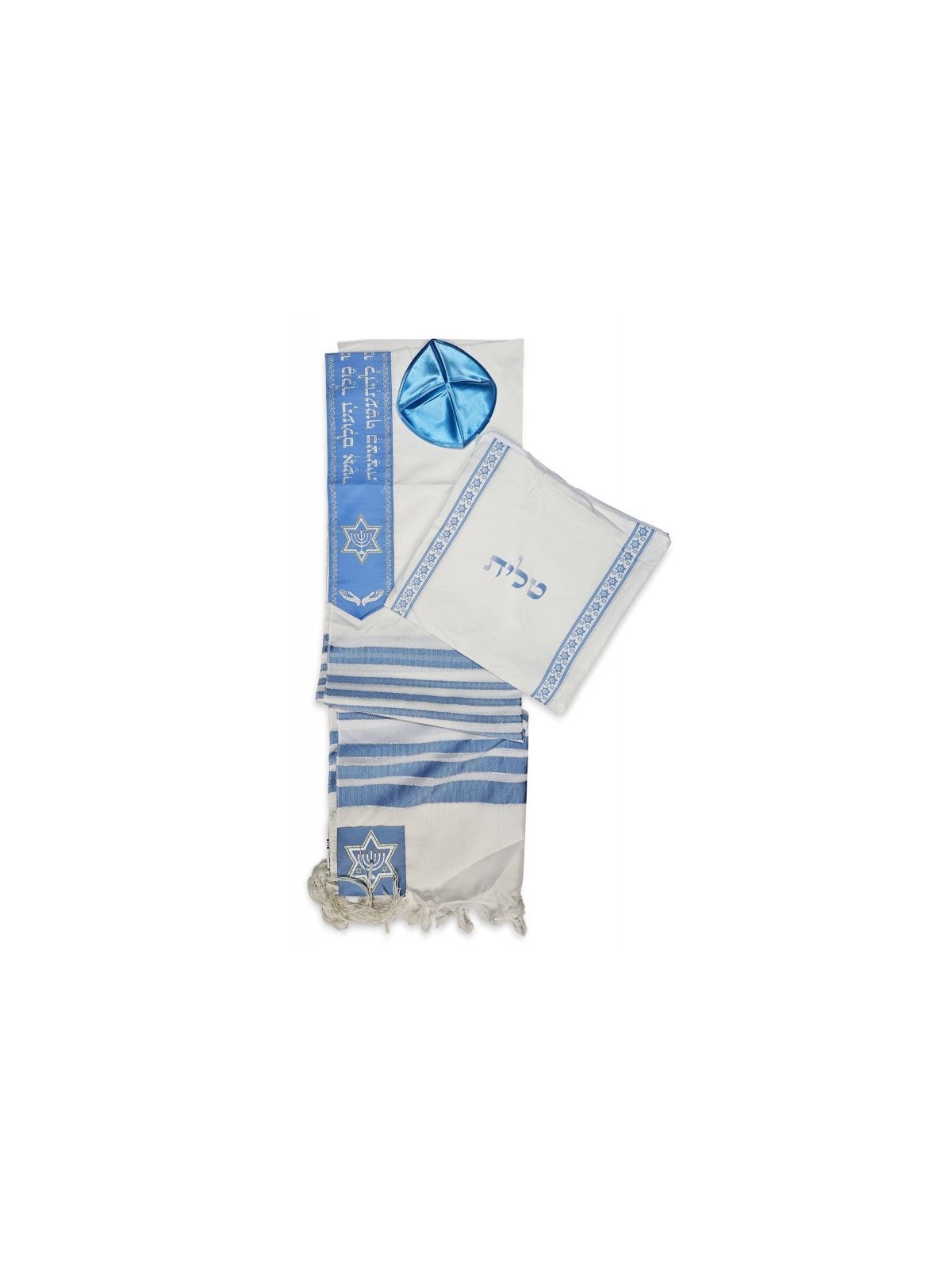 Ateret Acrylic Tallit Set Powder Blue Stripes Star... | Modern Tallits