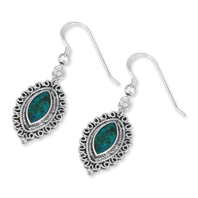 Rafael Jewelry Boucles d'oreilles en forme de clou de girofle et pierre d'Eilat en argent