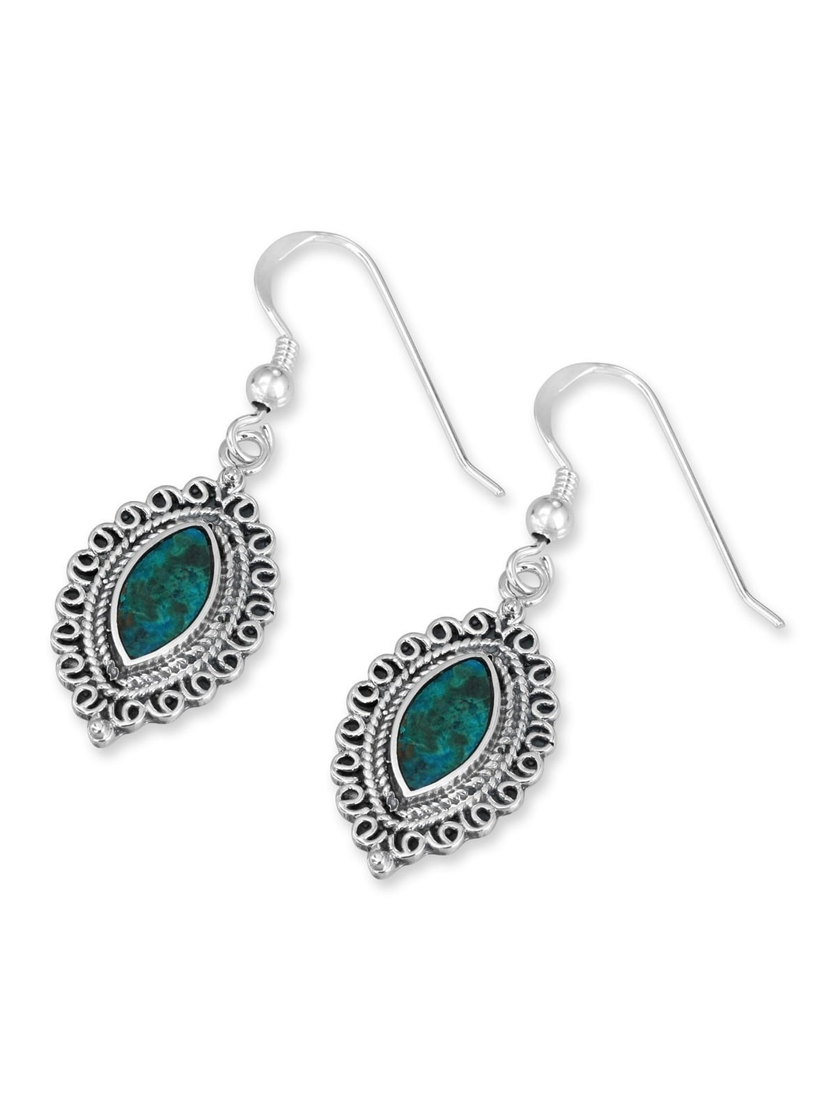 Rafael Jewelry Eilat Stone and Silver Clove Shape Earrings