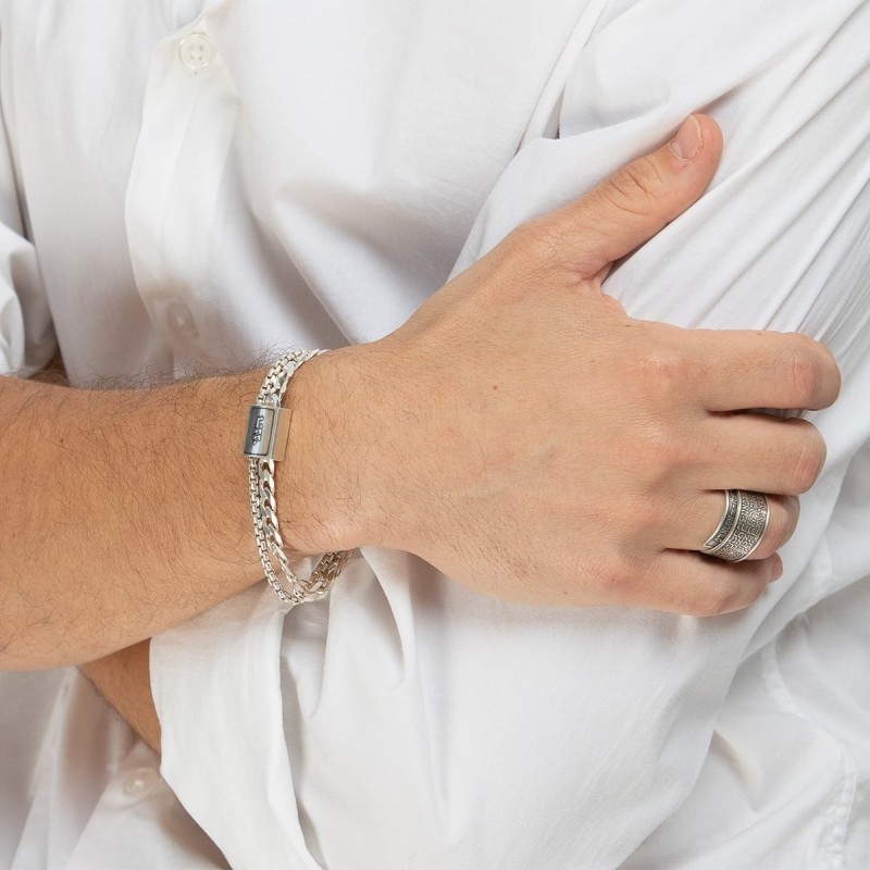 925 Sterling Silver Men's Bracelet with Hineni Pendant
