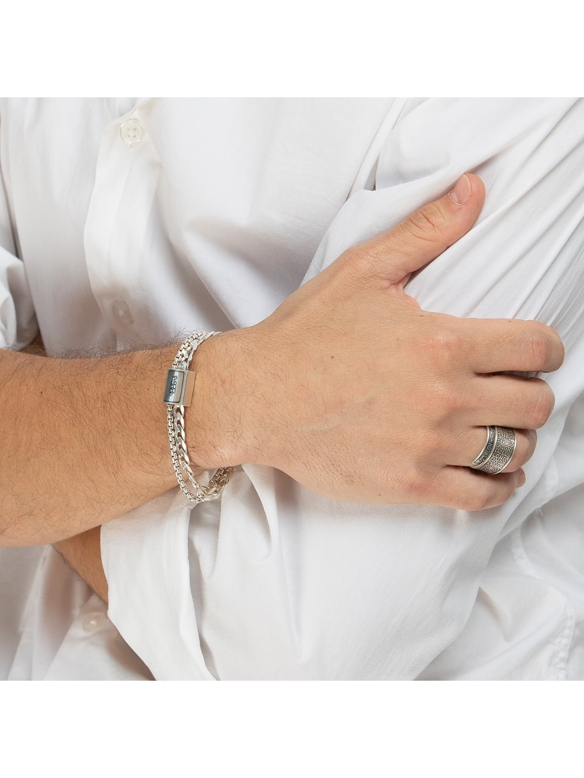 925 Sterling Silver Men's Bracelet with Hineni Pendant