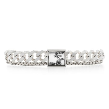 Bracelet pour homme en argent sterling 925 avec pendentif bénédiction sacerdotale