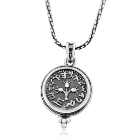 Silver Half Shekel Pomegranate Necklace