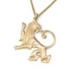 Diamond-Accented Handcrafted 14K Yellow Gold Lion of Judah Pendant Nec