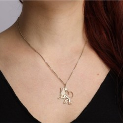 Diamond-Accented Handcrafted 14K Yellow Gold Lion of Judah Pendant Nec