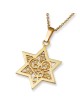 Rafael Jewelry 14K Gold Star of David with Love Heart Filigree Pattern