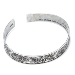 925 Blackened Sterling Silver Shir Lamaalot (Psalm 121) Open Bracelet