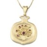 Luxurious 14K Yellow Gold Pomegranate Pendant Necklace With Ruby-Accen