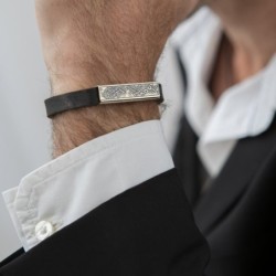 Silver and Leather Bracelet - Traveler's Prayer