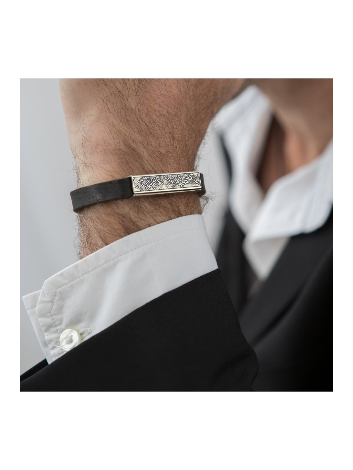 Silver and Leather Bracelet - Traveler's Prayer
