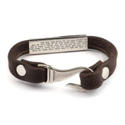 Silver and Leather Bracelet - Traveler's Prayer