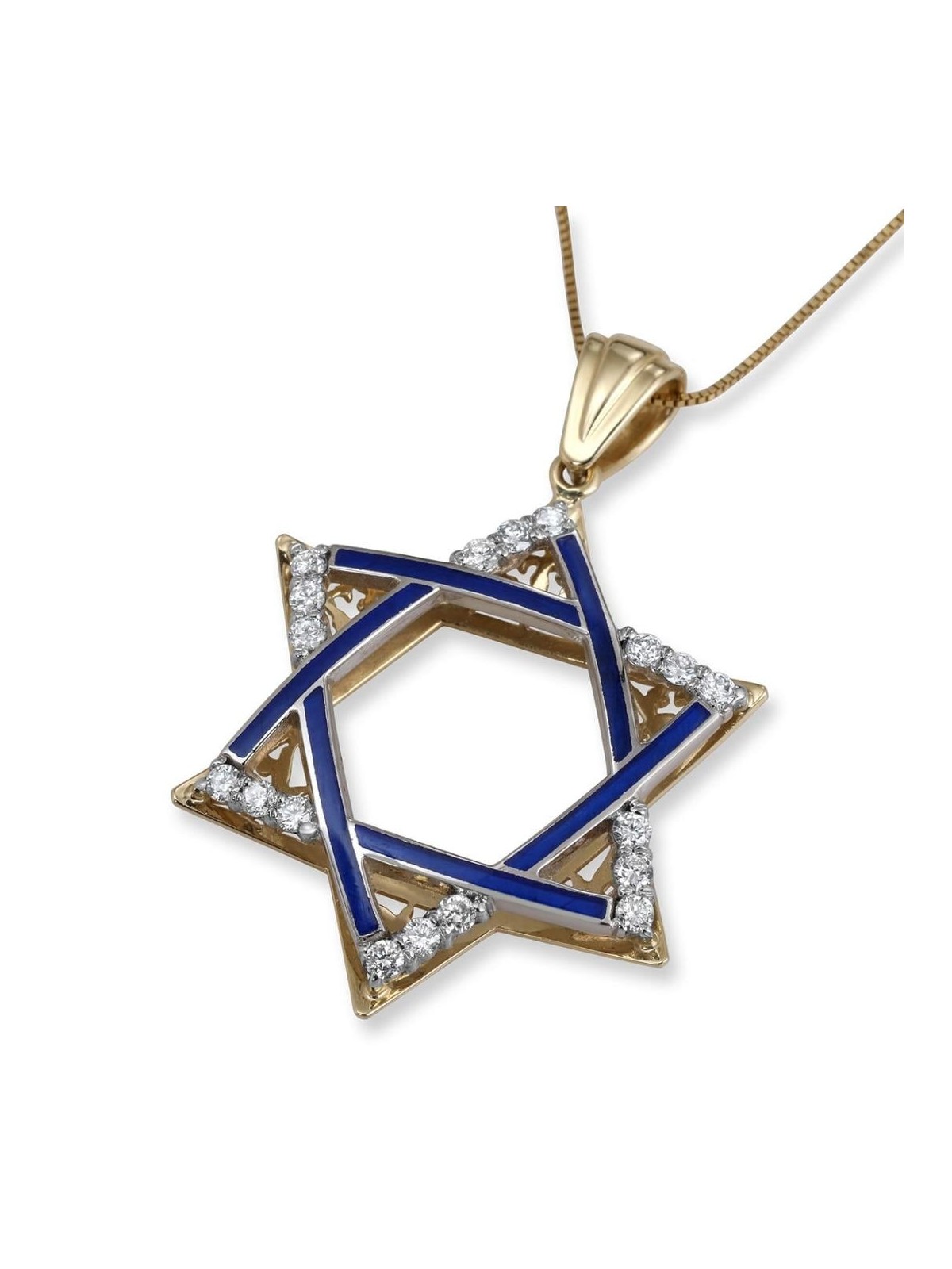 Anbinder Jewelry 14K Gold Star of David Extra Large Pendant with Diamo