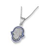 Anbinder Jewelry 14K White Gold Diamond Hamsa Pendant with Blue Enamel