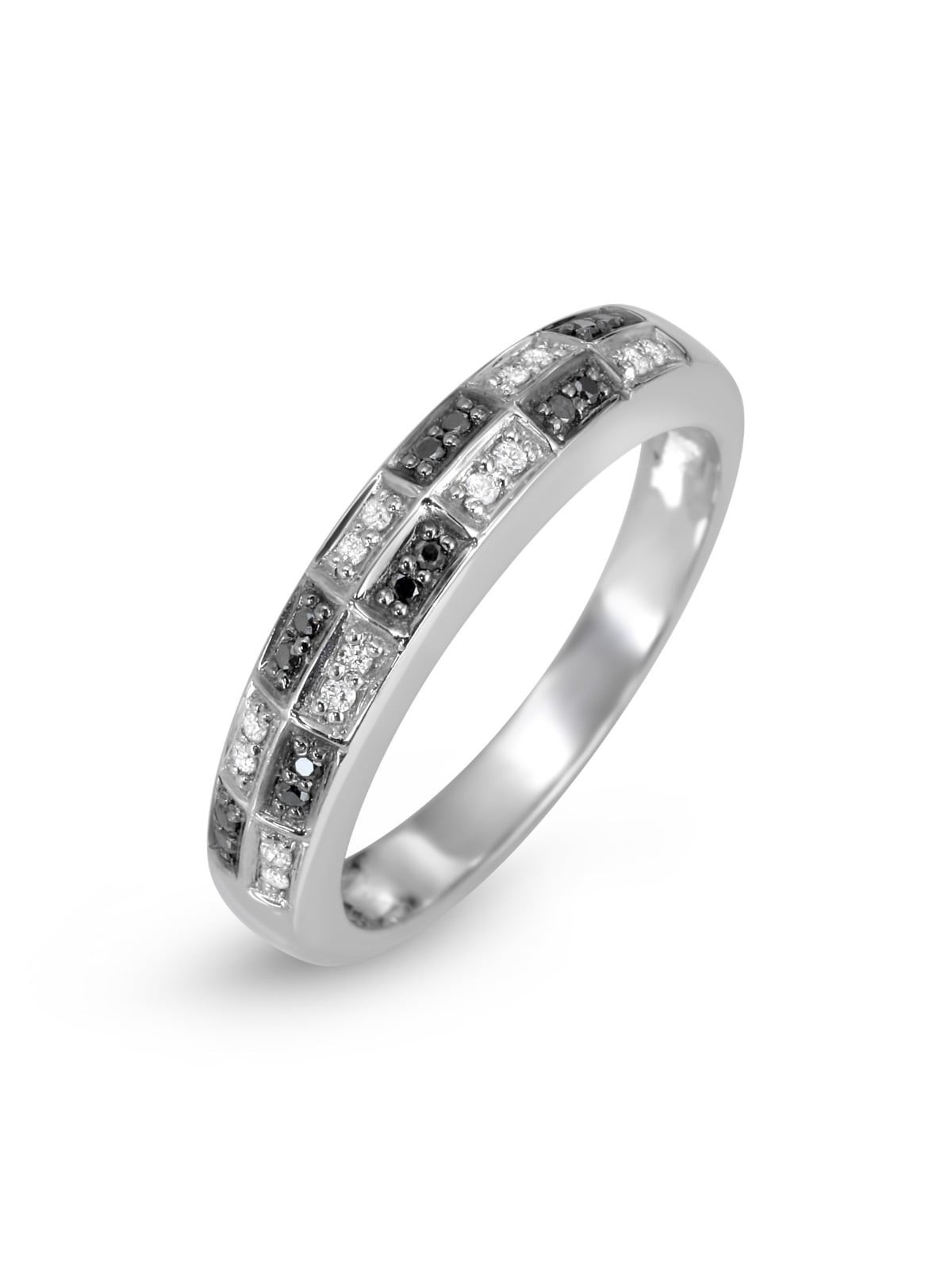 Bague de créateur en or blanc 14 carats avec motif à carreaux en diamant
