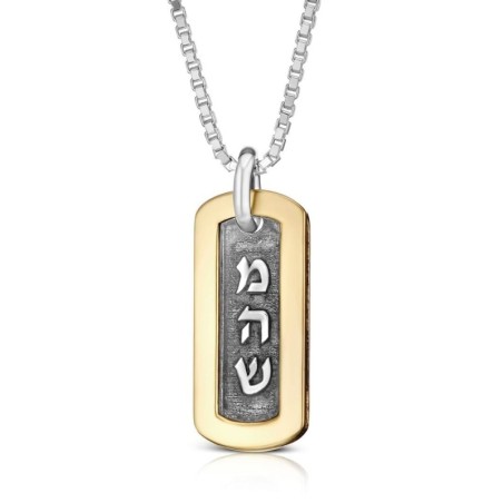 Pendentif de guérison Mem Hey Shin Kabbale en argent sterling 925 et or 9 carats