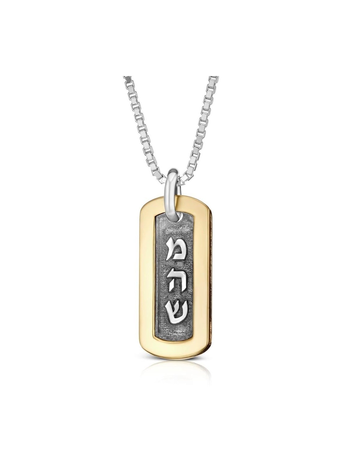 Pendentif de guérison Mem Hey Shin Kabbale en argent sterling 925 et or 9 carats