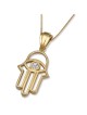 14K Gold Hamsa Evil Eye Pendant with Diamond