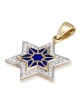 Pendentif chic étoile de David en or jaune 14 carats et émail bleu avec 42 diamètres