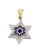 Pendentif chic étoile de David en or jaune 14 carats et émail bleu avec 42 diamètres