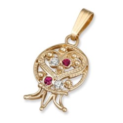 Rafael Jewelry 14K Yellow Gold Pomegranate Pendant with Ruby & Lavende