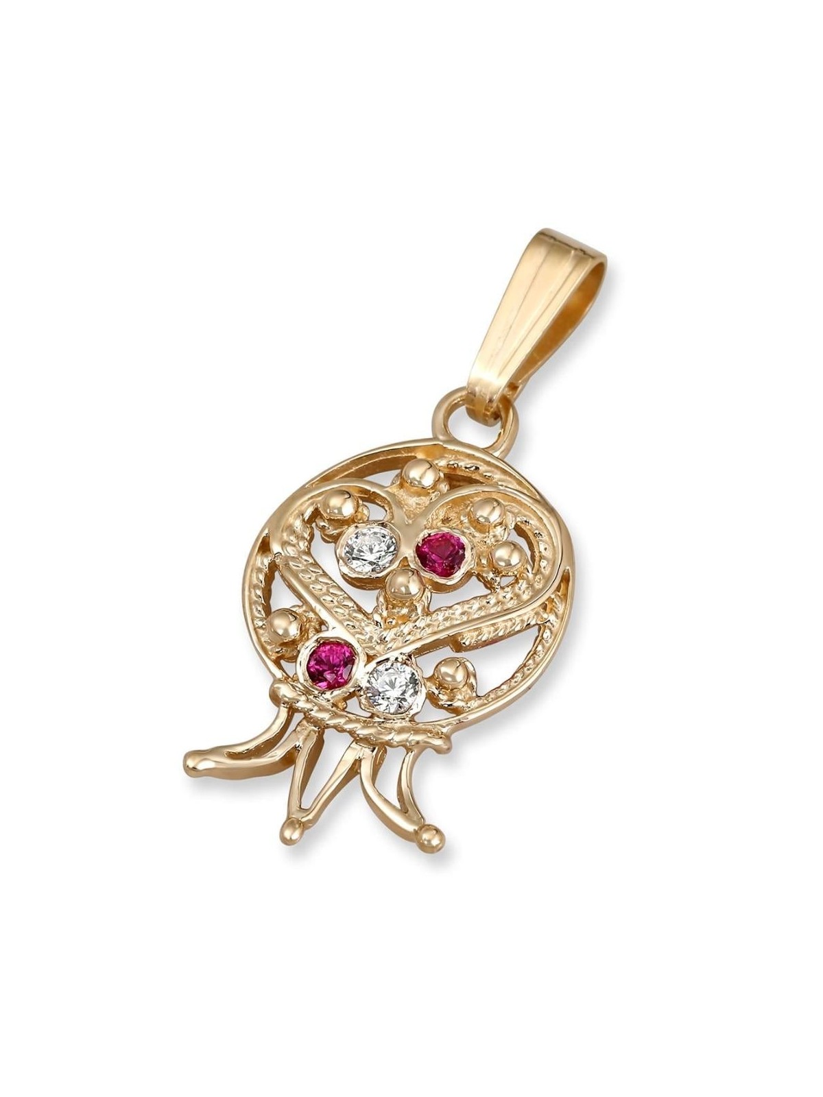 Rafael Jewelry 14K Yellow Gold Pomegranate Pendant with Ruby & Lavende