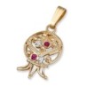 Rafael Jewelry 14K Yellow Gold Pomegranate Pendant with Ruby & Lavende