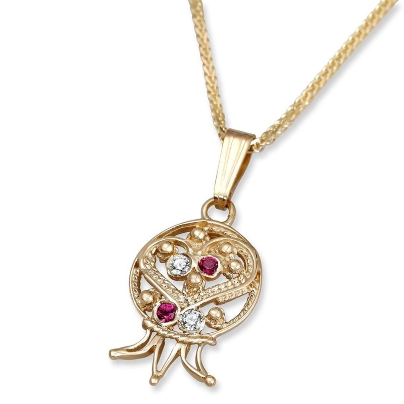 Rafael Jewelry Pendentif grenade en or jaune 14 carats avec rubis et lavande