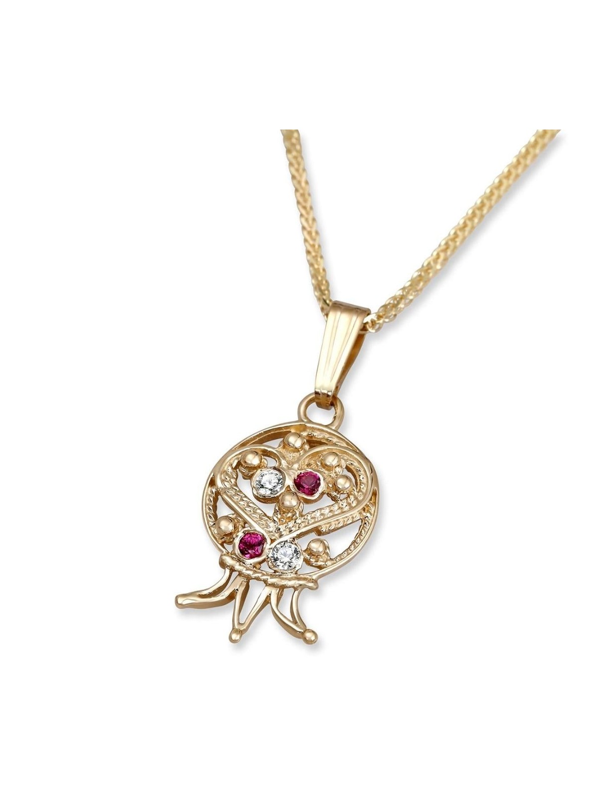 Rafael Jewelry 14K Yellow Gold Pomegranate Pendant with Ruby & Lavende