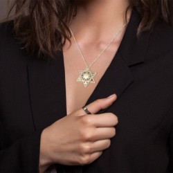 14K Yellow Gold Hollow Out Star of David Hoshen (Twelve Tribes of Isra