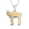 Luxurious Two-Toned 14K Gold Double Chai Pendant Necklace