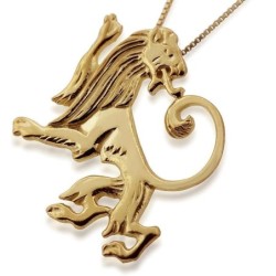 14K Gold Lion of Judah Pendant Necklace