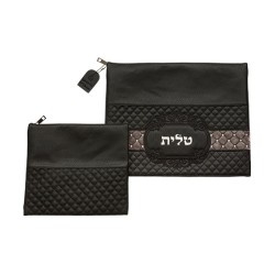 Black Faux Leather Tallit Tefillin Bag Set ... | Talit & Tefillin Bags
