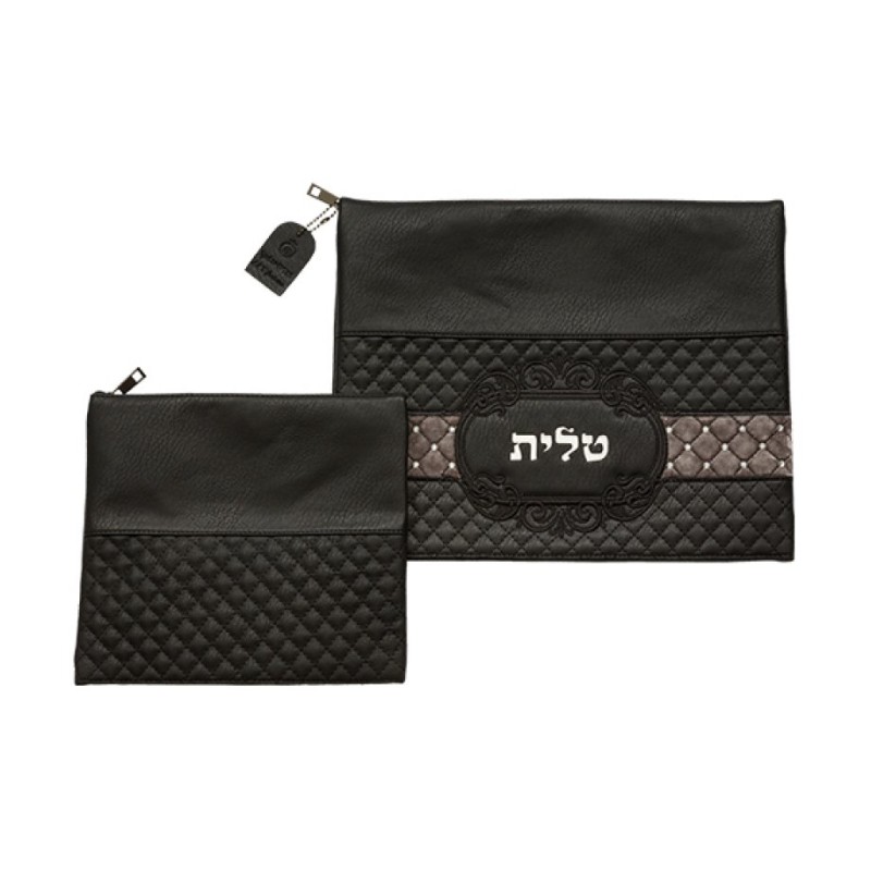 Black Faux Leather Tallit Tefillin Bag Set ... | Talit & Tefillin Bags