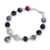Rafael Jewelry Silver Bracelet with Purple Amethyst & Agate Stone Bead