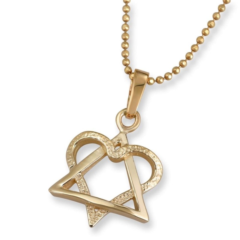 Rafael Jewelry Pendentif étoile de David en forme de cœur d'amour en or 14 carats
