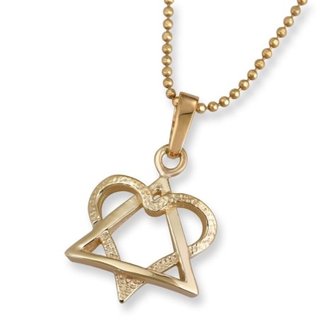 Rafael Jewelry 14K Gold Love Heart Star of David Pendant