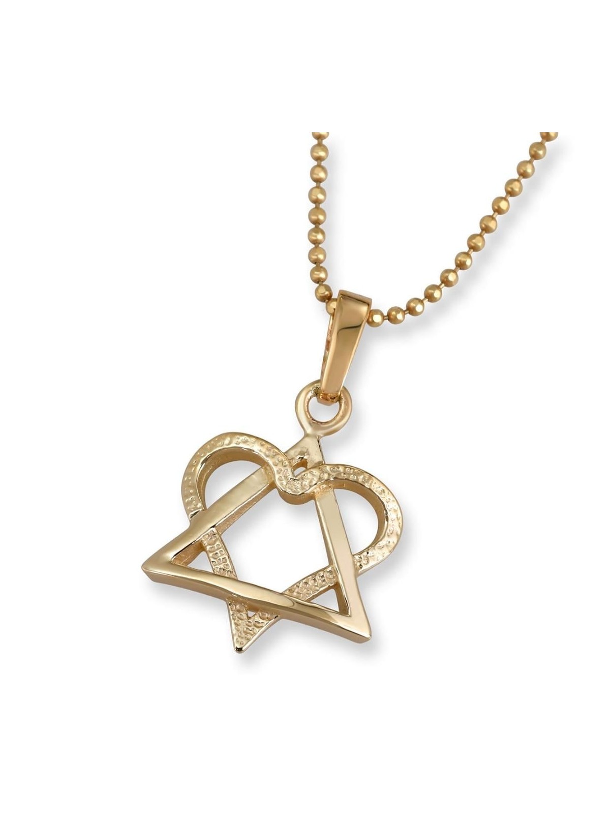 Rafael Jewelry Pendentif étoile de David en forme de cœur d'amour en or 14 carats