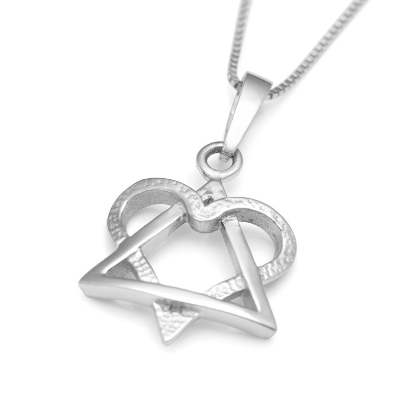 Rafael Jewelry Pendentif étoile de David en forme de cœur d'amour en or 14 carats