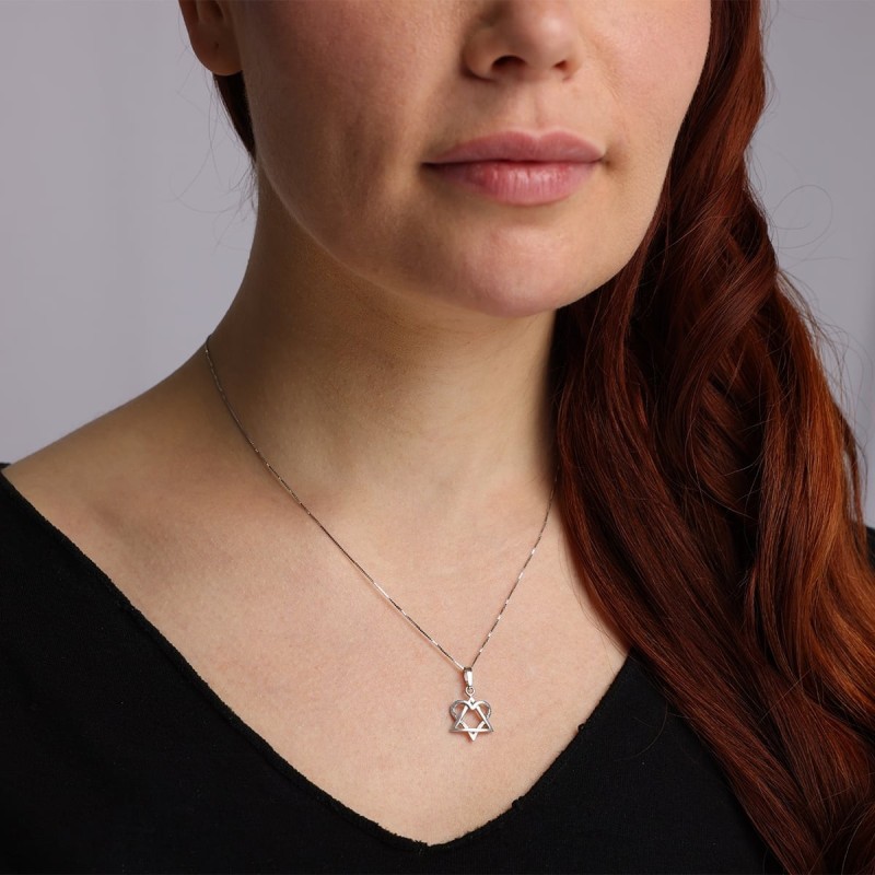 Rafael Jewelry Pendentif étoile de David en forme de cœur d'amour en or 14 carats
