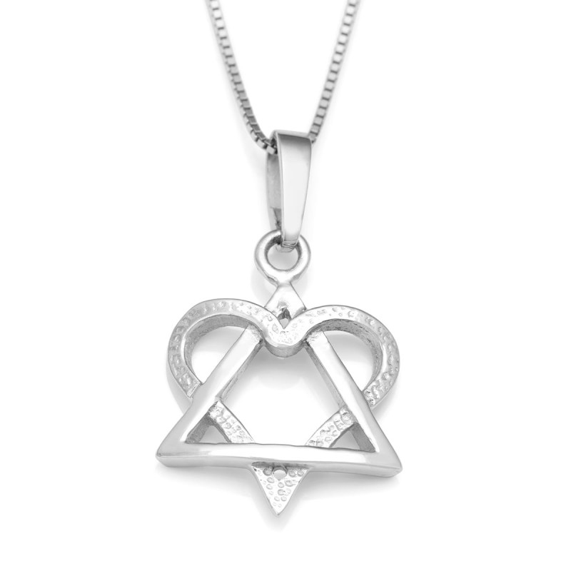Rafael Jewelry Pendentif étoile de David en forme de cœur d'amour en or 14 carats