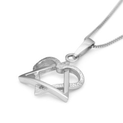 Rafael Jewelry 14K Gold Love Heart Star of David Pendant