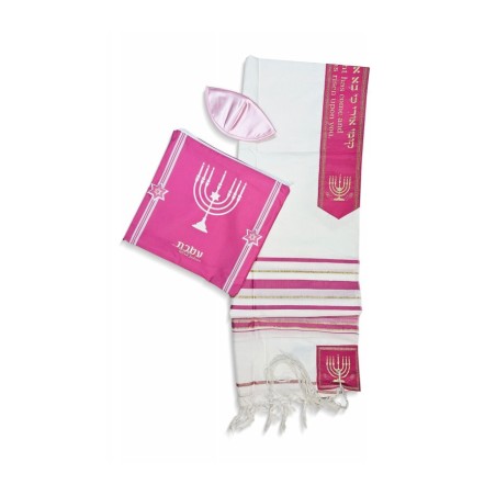 Ateret Acrylic Tallit Set Menorah Motif... | Women Tallit Prayer Shawl