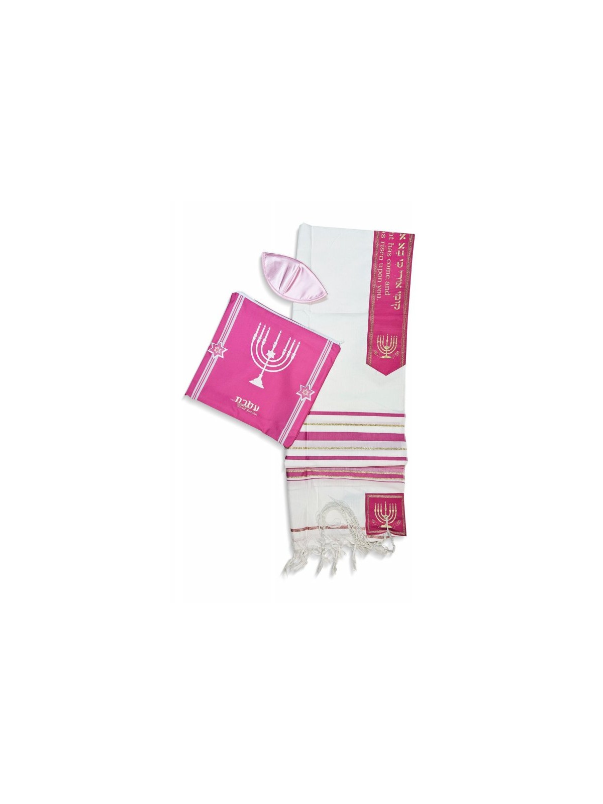 Ateret Acrylic Tallit Set Menorah Motif... | Women Tallit Prayer Shawl