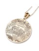 14K Gold and Diamond Star of David Disk Pendant with Black Diamond Bor