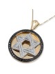 Pendentif disque étoile de David en or 14 carats et diamants avec diamant noir
