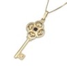 14K Gold Key Pendant with Garnet Stone