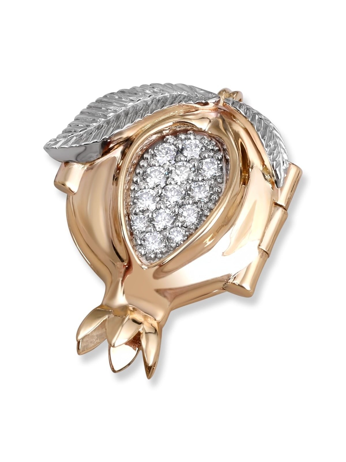 Rafael Jewelry Pendentif en or 14 carats avec diamant et grenade Shema Yisrael