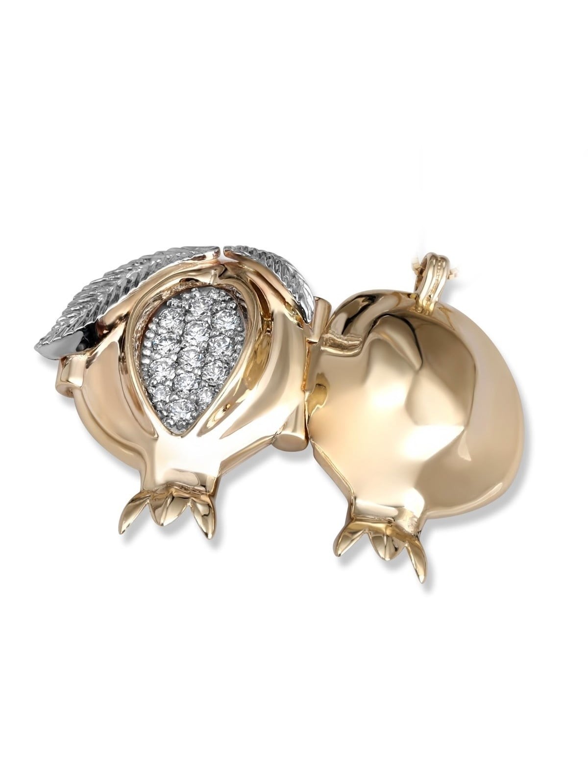 Rafael Jewelry Pendentif en or 14 carats avec diamant et grenade Shema Yisrael