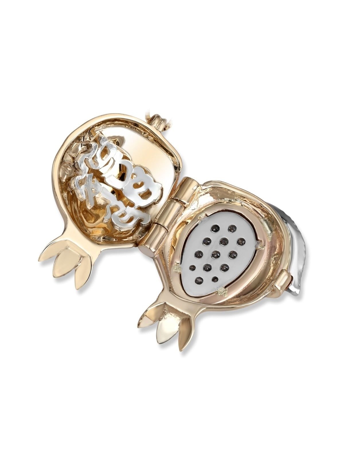 Rafael Jewelry 14K Gold Shema Yisrael Pomegranate Diamond Pendant