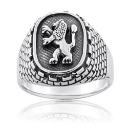 Sterling Silver Lion of Judah and Western Wall Ring